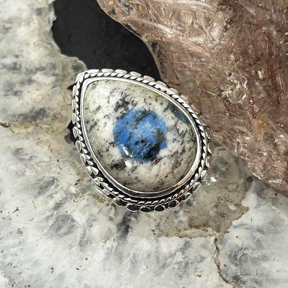 Sterling Silver Southwestern Style Teardrop K2 Jasper Ring Size 7 For Women